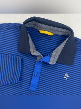 Louis Castel Polo Mens Size 110 XL Blue Striped Long Sleeve Athletic Golf